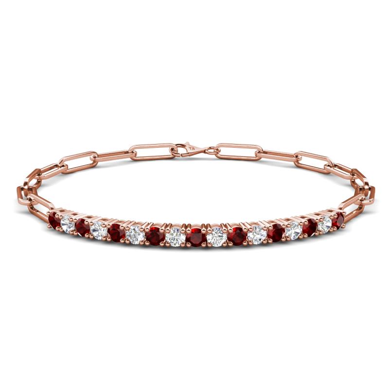 Lily 1.36 ctw Red Garnet and Lab Grown Diamonds Paperclip Links Tennis  Bracelet 