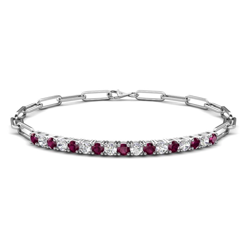 Lily 1.36 ctw Rhodolite Garnet and Lab Grown Diamonds Paperclip Links Tennis  Bracelet 