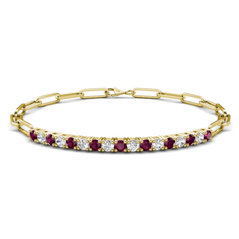 Lily 1.36 ctw Rhodolite Garnet and Lab Grown Diamonds Paperclip Links Tennis  Bracelet 