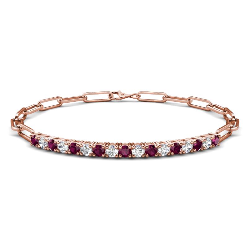 Lily 1.36 ctw Rhodolite Garnet and Lab Grown Diamonds Paperclip Links Tennis  Bracelet 