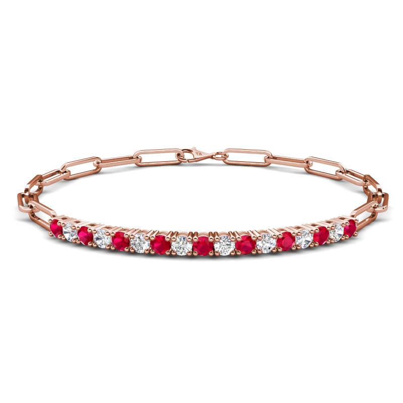 Lily 1.28 ctw Ruby and Lab Grown Diamonds Paperclip Links Tennis  Bracelet 