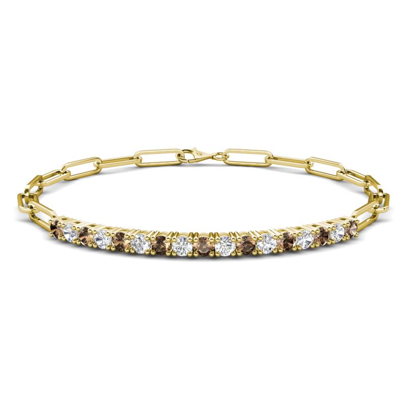 Lily 1.23 ctw Smoky Quartz and Lab Grown Diamonds Paperclip Links Tennis  Bracelet 