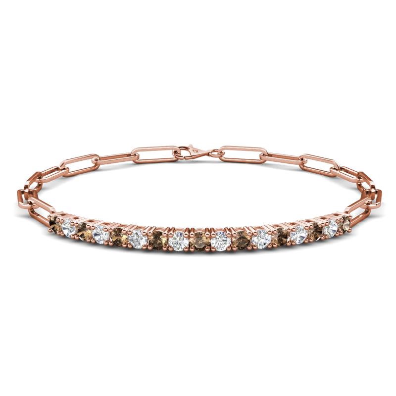 Lily 1.23 ctw Smoky Quartz and Lab Grown Diamonds Paperclip Links Tennis  Bracelet 