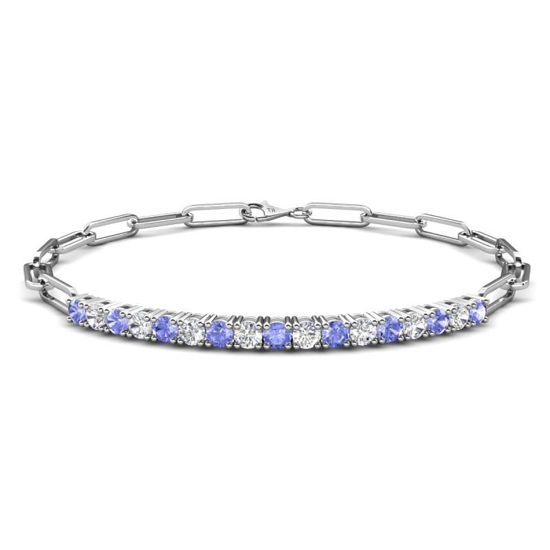 Lily 1.28 ctw Tanzanite and Lab Grown Diamonds Paperclip Links Tennis  Bracelet 