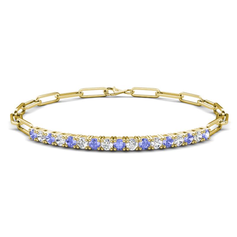 Lily 1.28 ctw Tanzanite and Lab Grown Diamonds Paperclip Links Tennis  Bracelet 
