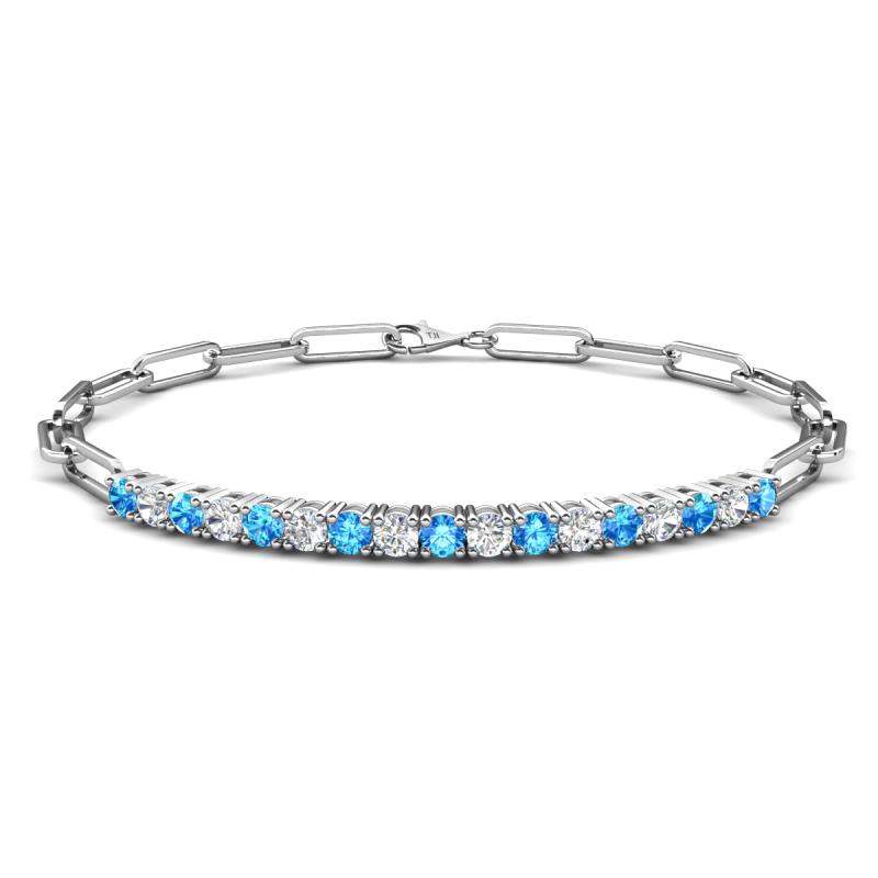 Lily 1.19 ctw Blue Topaz and Lab Grown Diamonds Paperclip Links Tennis  Bracelet 