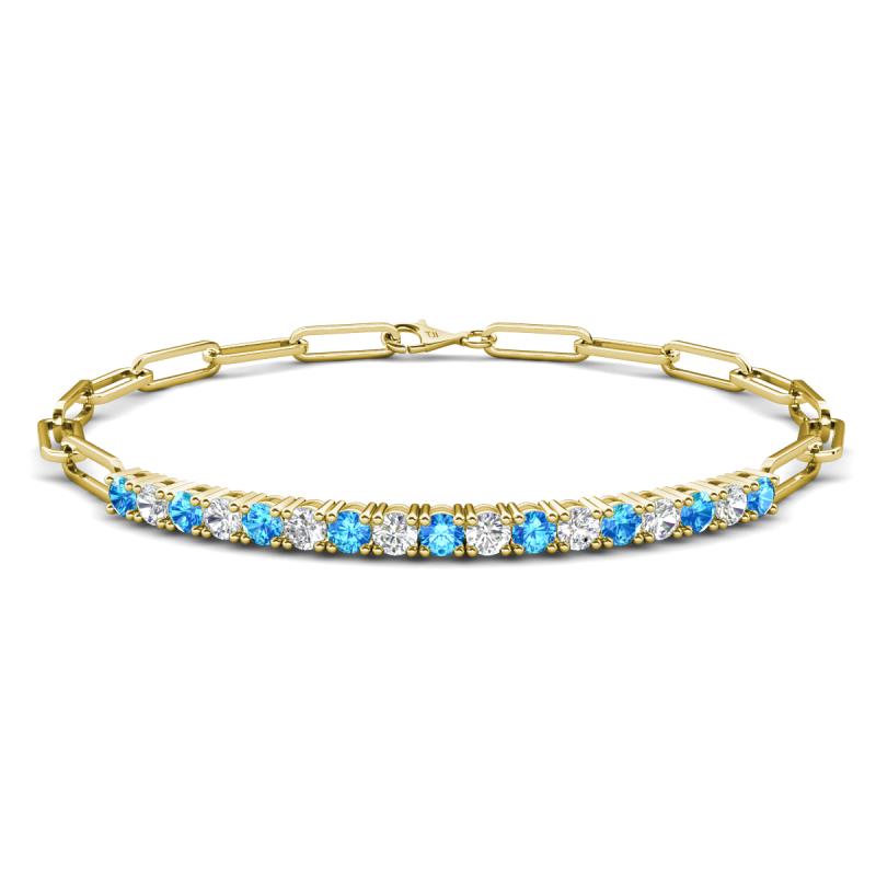 Lily 1.19 ctw Blue Topaz and Lab Grown Diamonds Paperclip Links Tennis  Bracelet 