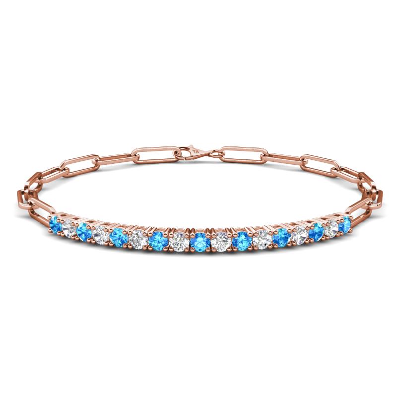 Lily 1.19 ctw Blue Topaz and Lab Grown Diamonds Paperclip Links Tennis  Bracelet 