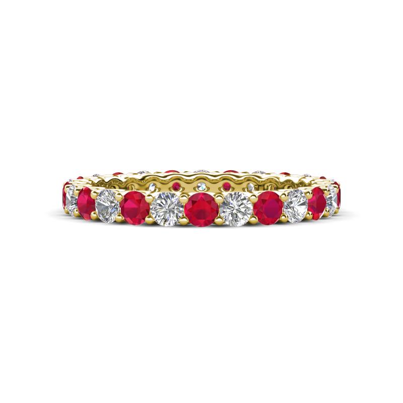 Jane 1.37 ctw Ruby and Natural Diamonds (2.40 mm) Eternity Band 