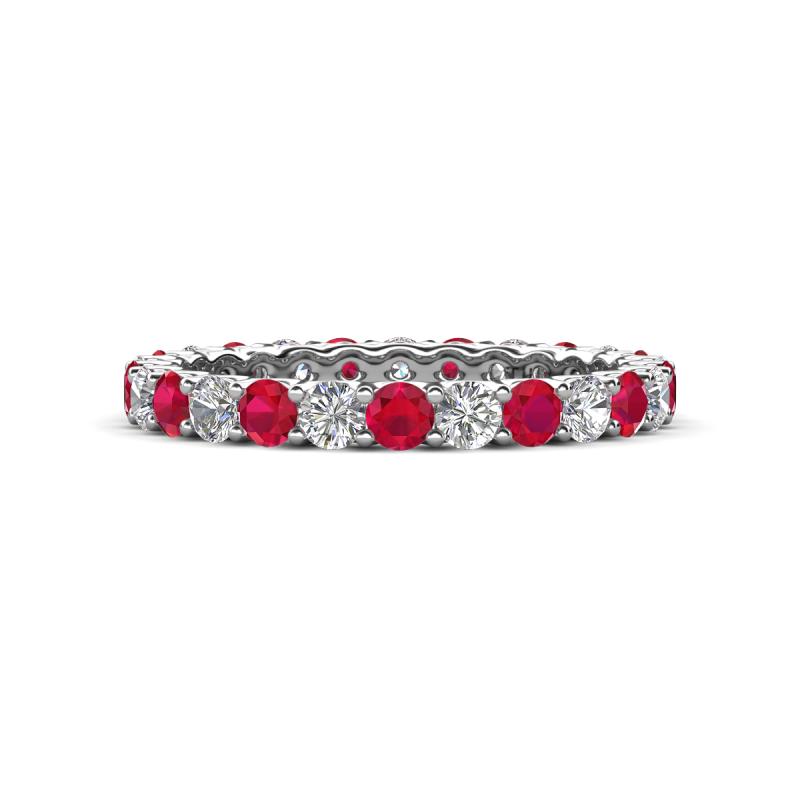 Jane 1.37 ctw Ruby and Natural Diamonds (2.40 mm) Eternity Band 