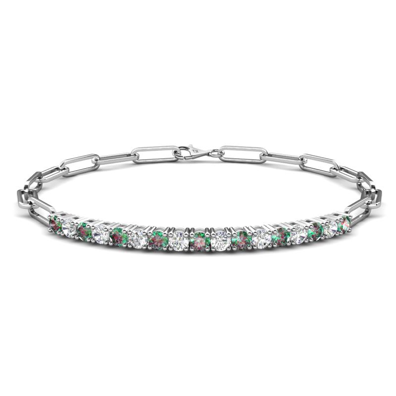 Lily 1.68 ctw Created Alexandrite and Natural Diamonds Paperclip Links Tennis  Bracelet 