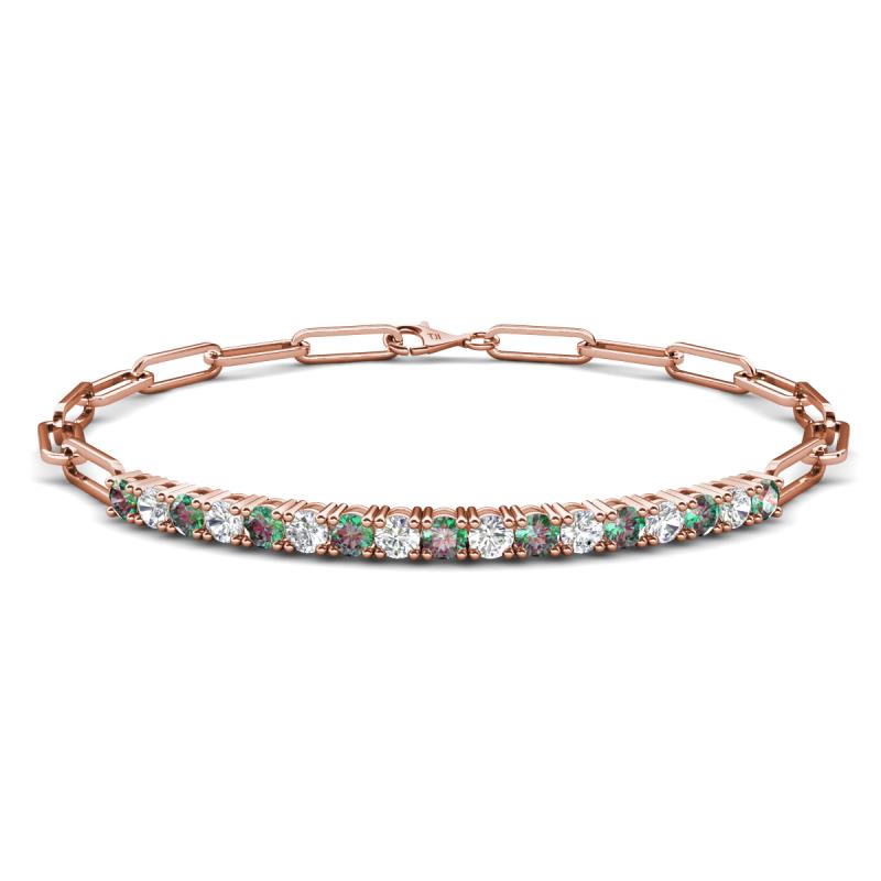 Lily 1.68 ctw Created Alexandrite and Natural Diamonds Paperclip Links Tennis  Bracelet 