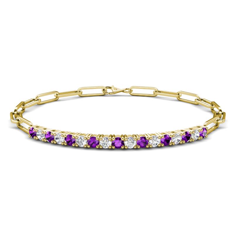 Lily 1.10 ctw Amethyst and Natural Diamonds Paperclip Links Tennis  Bracelet 