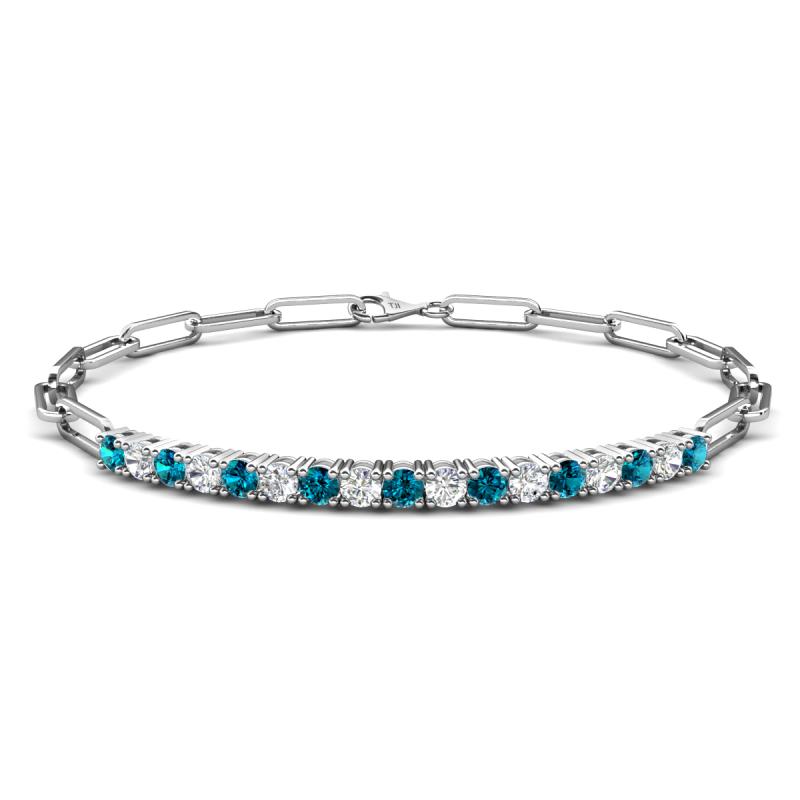 Lily 1.23 ctw Blue Diamonds and Natural Diamonds Paperclip Links Tennis  Bracelet 