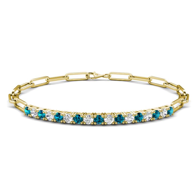 Lily 1.23 ctw Blue Diamonds and Natural Diamonds Paperclip Links Tennis  Bracelet 