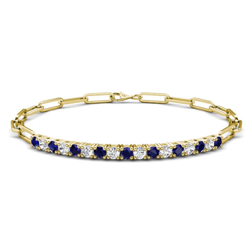 Lily 1.28 ctw Blue Sapphire and Natural Diamonds Paperclip Links Tennis  Bracelet 