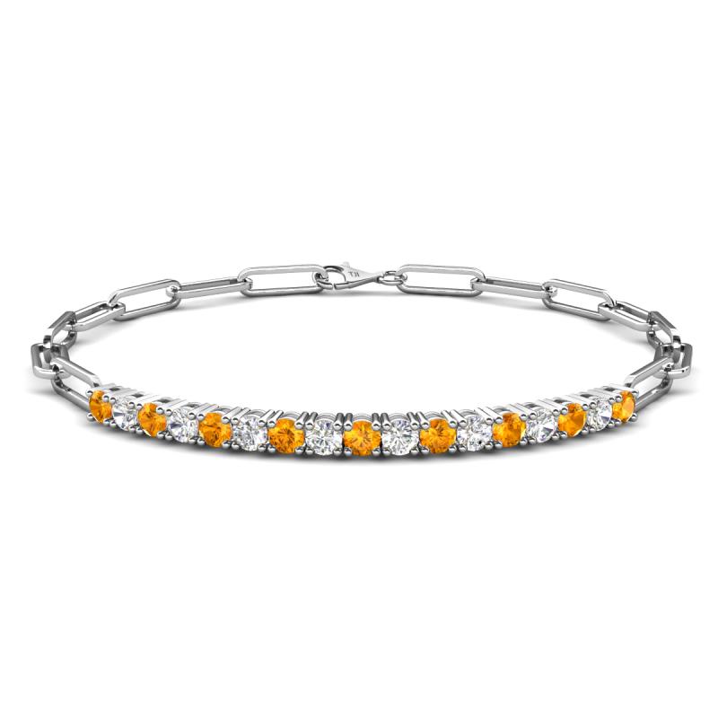 Lily 1.10 ctw Citrine and Natural Diamonds Paperclip Links Tennis  Bracelet 