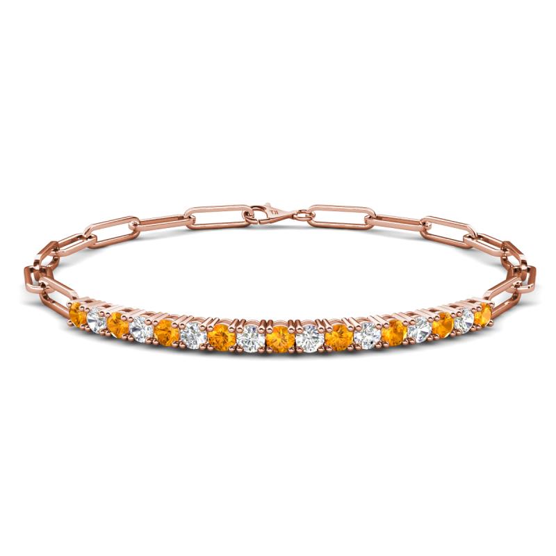 Lily 1.10 ctw Citrine and Natural Diamonds Paperclip Links Tennis  Bracelet 