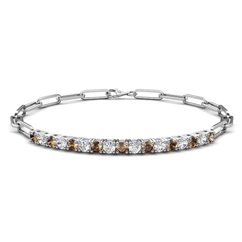 Lily 1.23 ctw Smoky Quartz and Natural Diamonds Paperclip Links Tennis  Bracelet 
