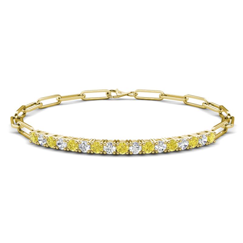 Lily 1.23 ctw Yellow Diamonds and Natural Diamonds Paperclip Links Tennis  Bracelet 