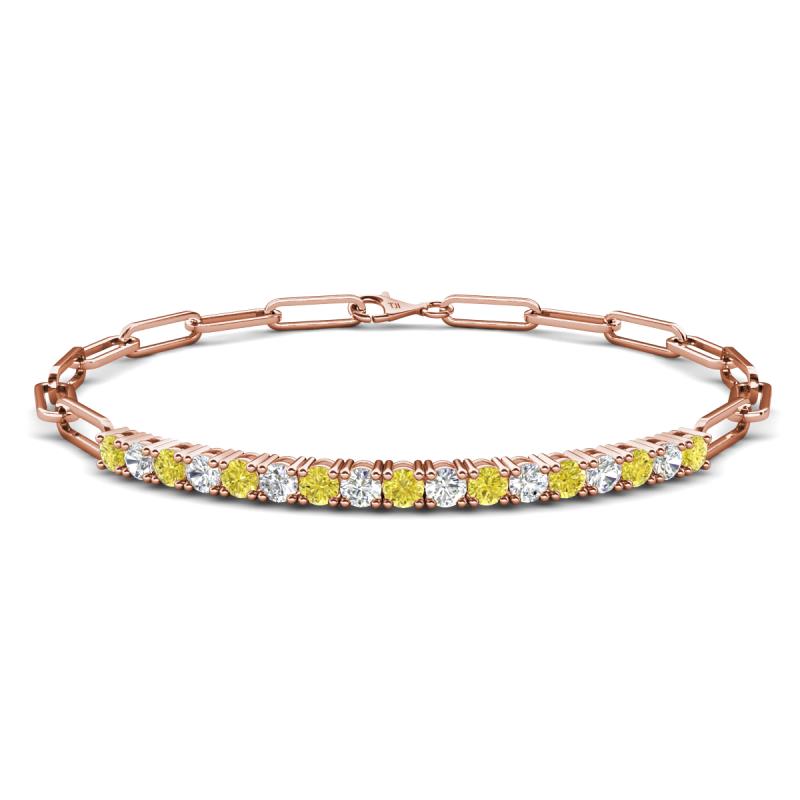 Lily 1.23 ctw Yellow Diamonds and Natural Diamonds Paperclip Links Tennis  Bracelet 