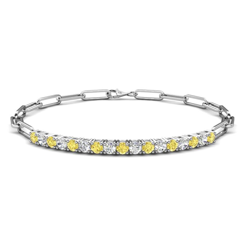 Lily 1.28 ctw Yellow Sapphire and Natural Diamonds Paperclip Links Tennis  Bracelet 