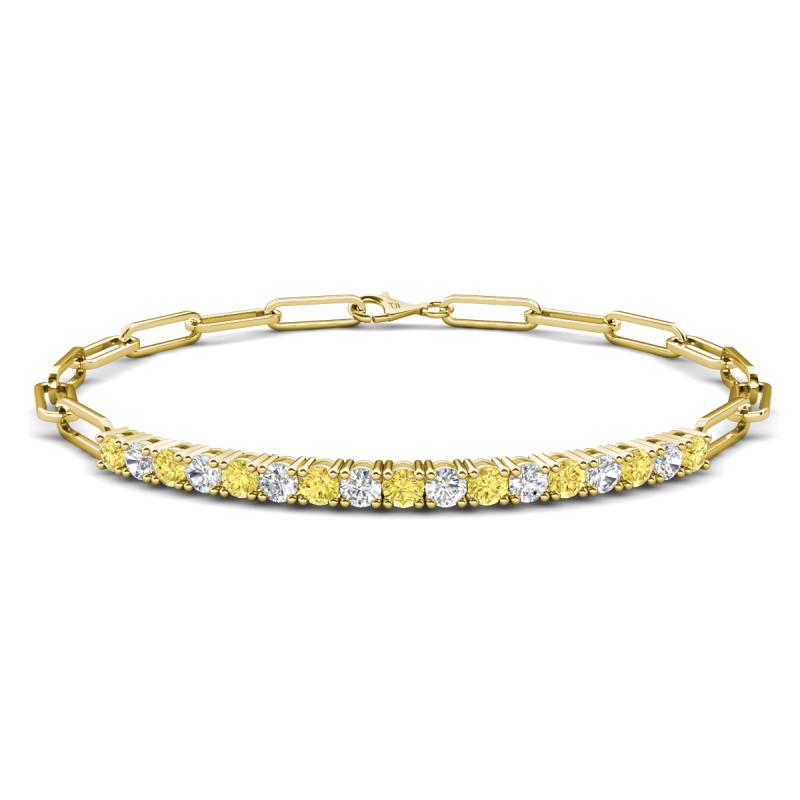 Lily 1.28 ctw Yellow Sapphire and Natural Diamonds Paperclip Links Tennis  Bracelet 