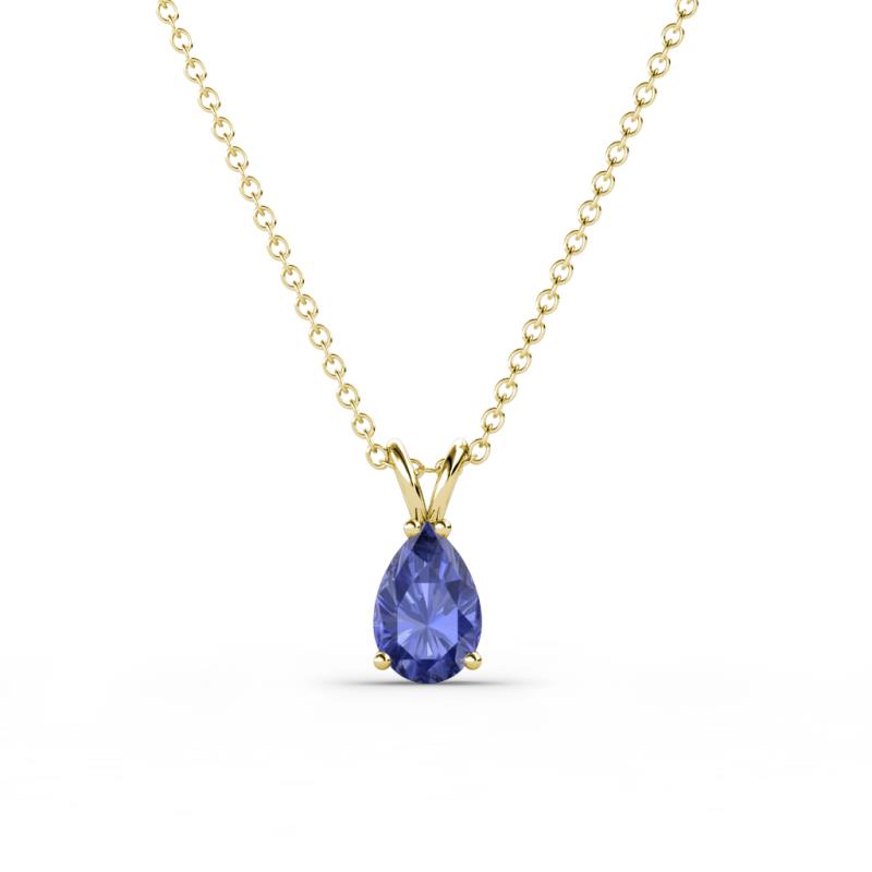 Jassiel 6x4 mm Pear Cut Iolite Double Bail Solitaire Pendant Necklace 