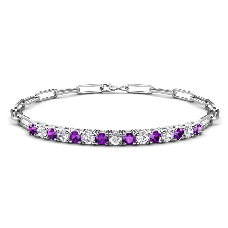 Lily 1.34 ctw Amethyst and Lab Grown Diamonds Paperclip Links Tennis  Bracelet 