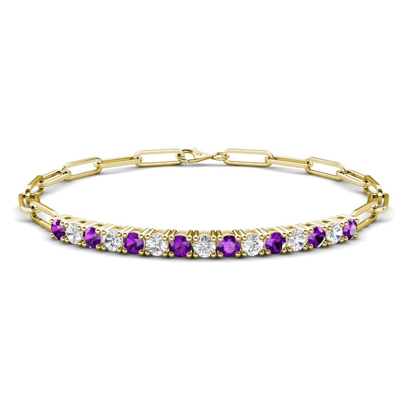 Lily 1.34 ctw Amethyst and Lab Grown Diamonds Paperclip Links Tennis  Bracelet 
