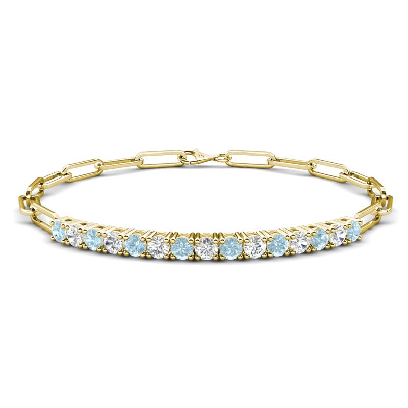 Lily 1.34 ctw Aquamarine and Lab Grown Diamonds Paperclip Links Tennis  Bracelet 