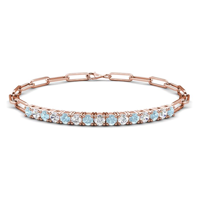 Lily 1.34 ctw Aquamarine and Lab Grown Diamonds Paperclip Links Tennis  Bracelet 