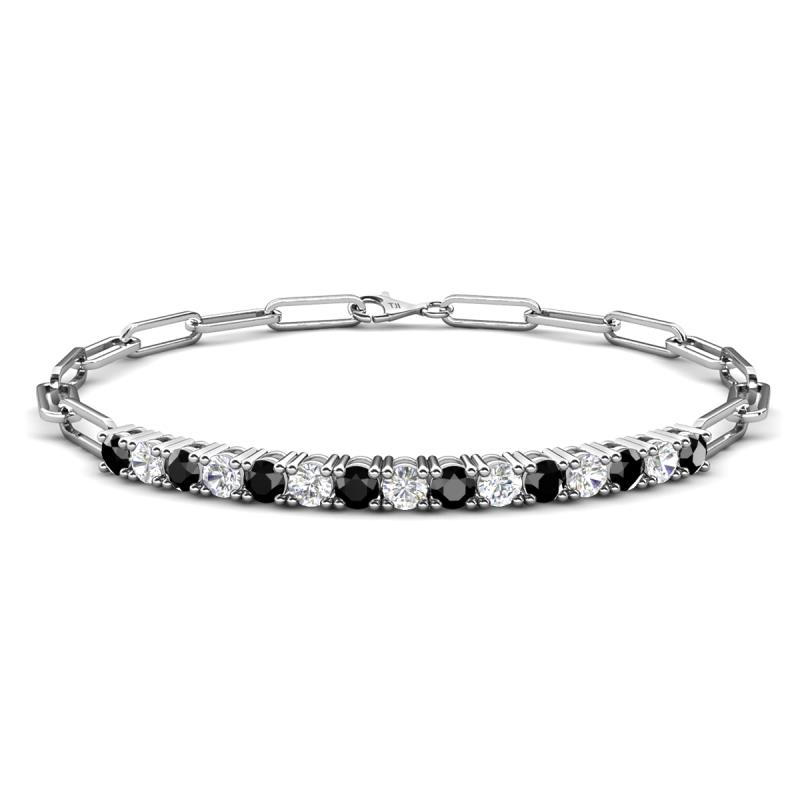 Lily 1.58 ctw Black Diamonds and Lab Grown Diamonds Paperclip Links Tennis  Bracelet 