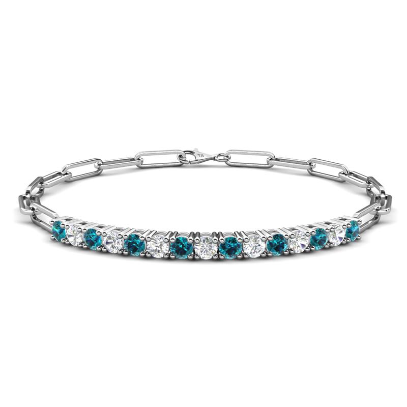 Lily 1.50 ctw Blue Diamonds and Lab Grown Diamonds Paperclip Links Tennis  Bracelet 