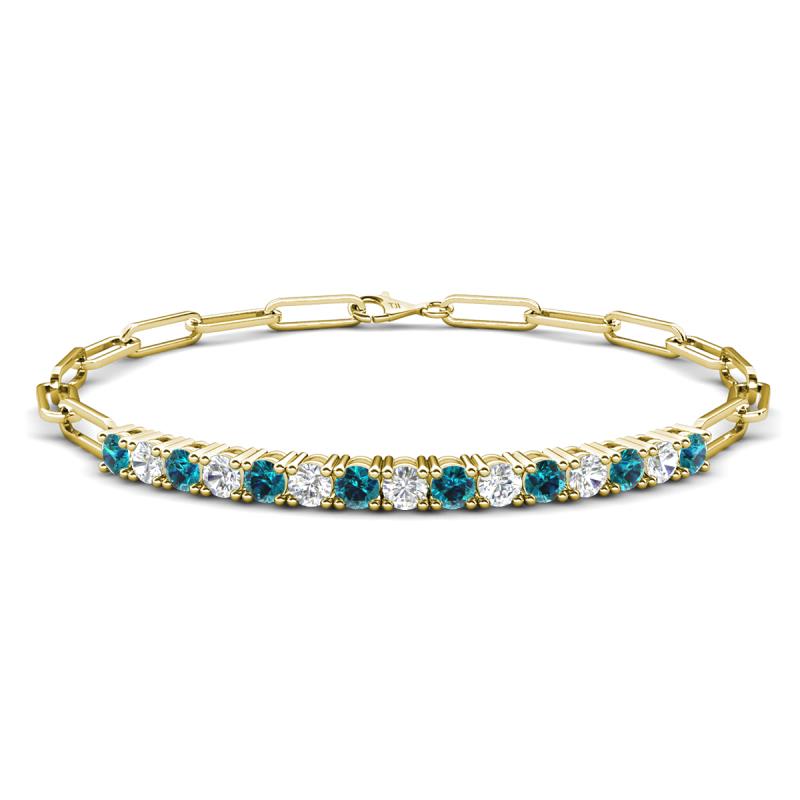 Lily 1.50 ctw Blue Diamonds and Lab Grown Diamonds Paperclip Links Tennis  Bracelet 