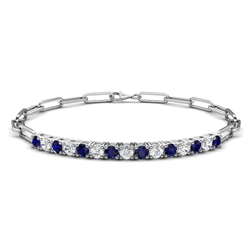 Lily 1.66 ctw Blue Sapphire and Lab Grown Diamonds Paperclip Links Tennis  Bracelet 