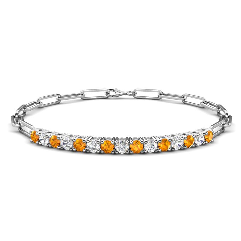 Lily 1.34 ctw Citrine and Lab Grown Diamonds Paperclip Links Tennis  Bracelet 
