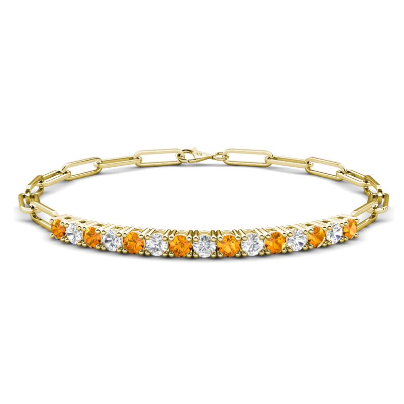 Lily 1.34 ctw Citrine and Lab Grown Diamonds Paperclip Links Tennis  Bracelet 