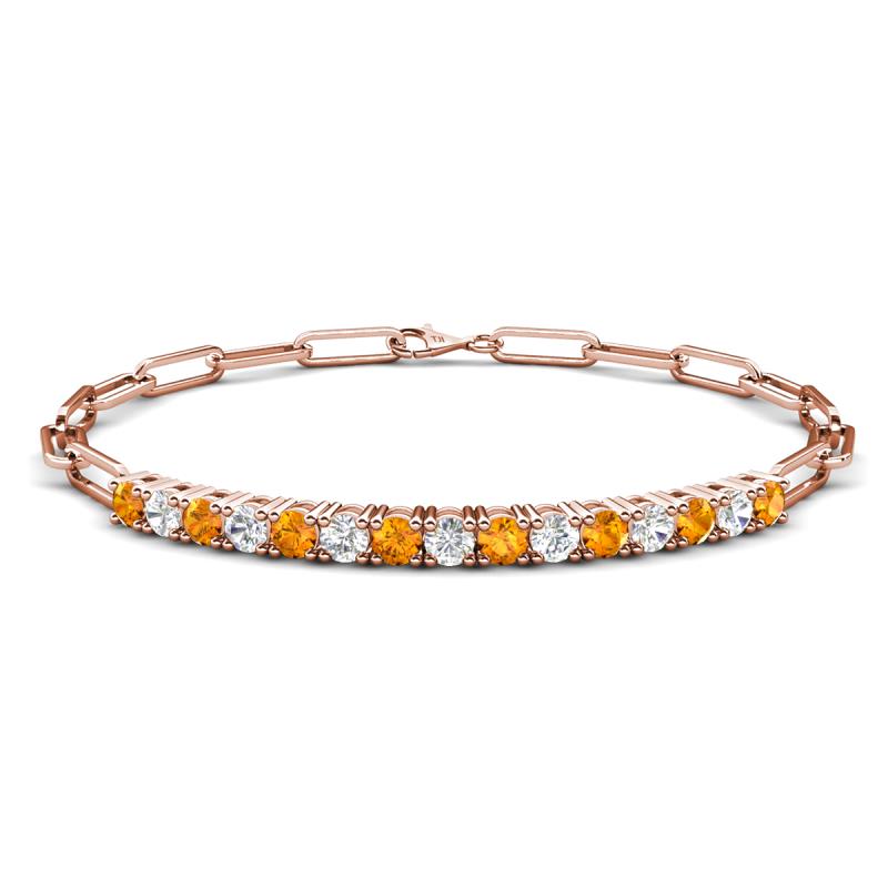 Lily 1.34 ctw Citrine and Lab Grown Diamonds Paperclip Links Tennis  Bracelet 