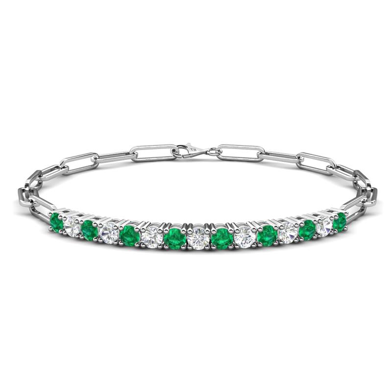 Lily 1.50 ctw Emerald and Lab Grown Diamonds Paperclip Links Tennis  Bracelet 