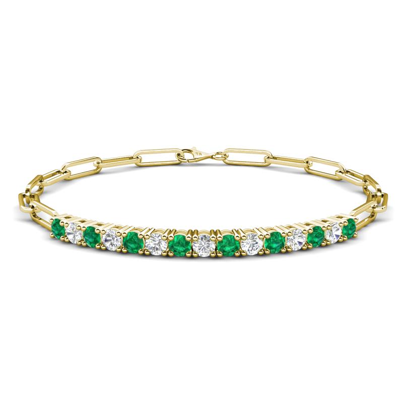Lily 1.50 ctw Emerald and Lab Grown Diamonds Paperclip Links Tennis  Bracelet 