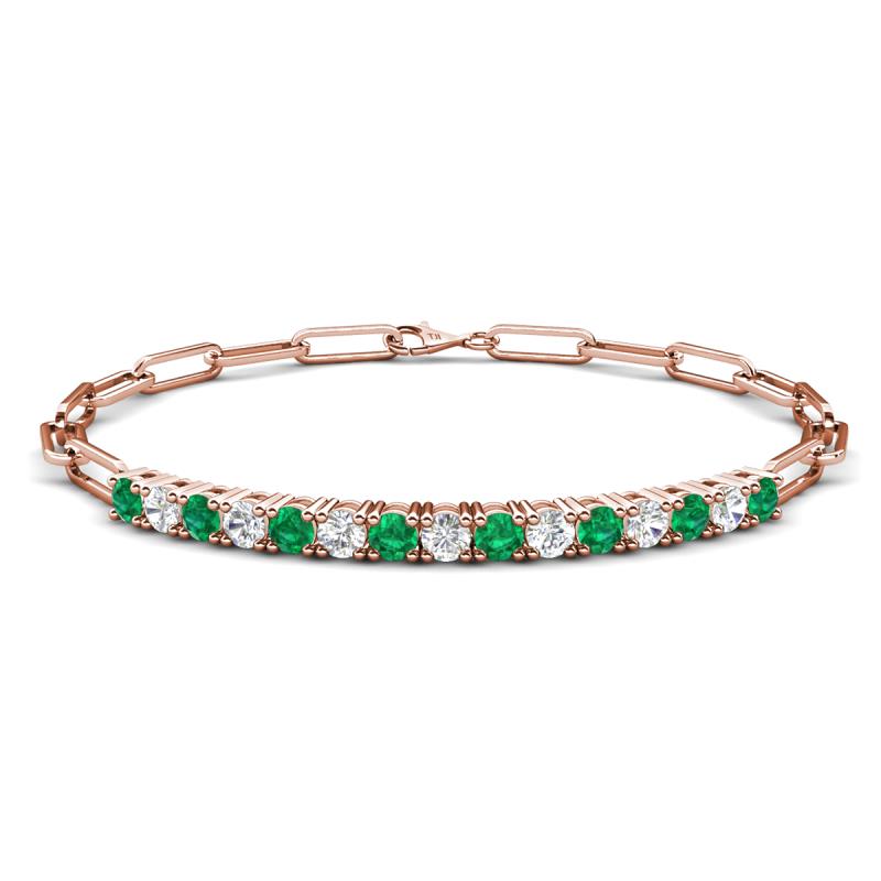 Lily 1.50 ctw Emerald and Lab Grown Diamonds Paperclip Links Tennis  Bracelet 
