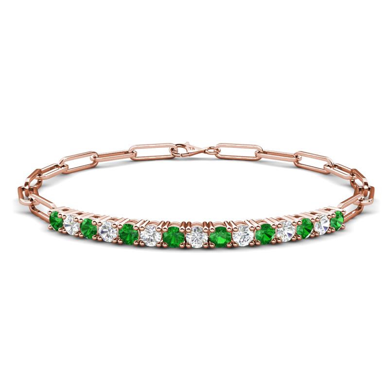 Lily 1.62 ctw Green Garnet and Lab Grown Diamonds Paperclip Links Tennis  Bracelet 