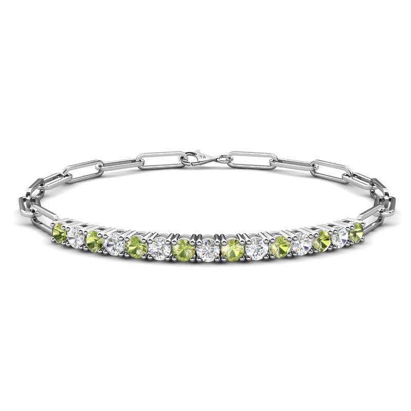 Lily 1.62 ctw Peridot and Lab Grown Diamonds Paperclip Links Tennis  Bracelet 