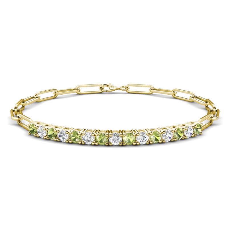 Lily 1.62 ctw Peridot and Lab Grown Diamonds Paperclip Links Tennis  Bracelet 
