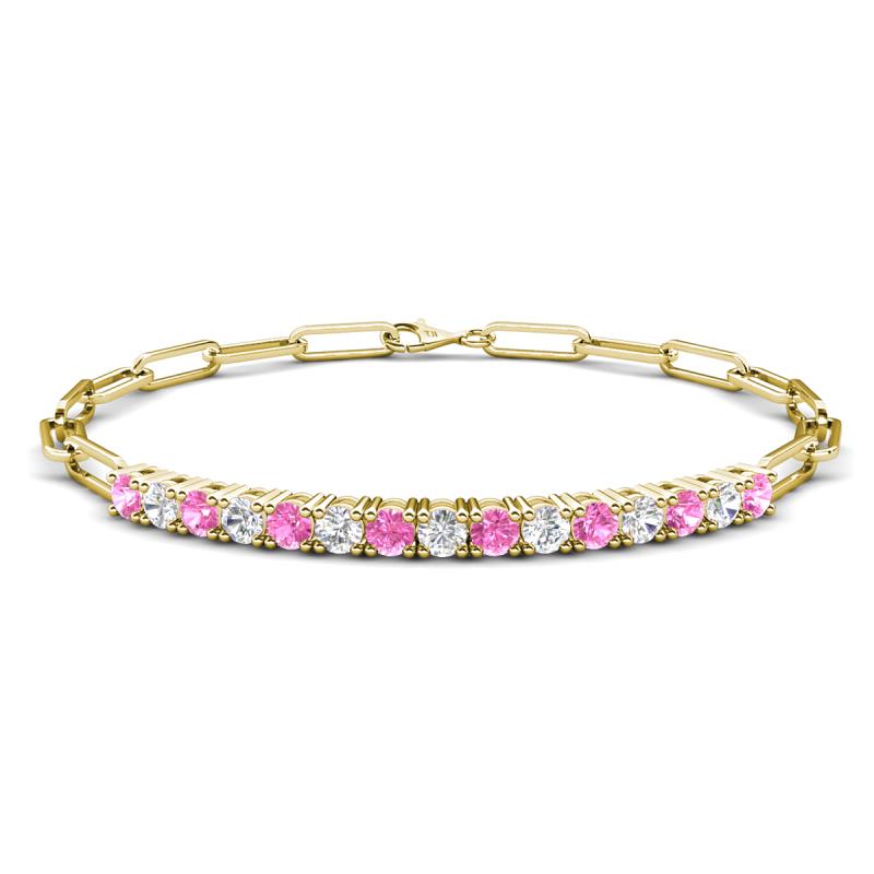 Lily 2.06 ctw Pink Sapphire and Lab Grown Diamonds Paperclip Links Tennis  Bracelet 