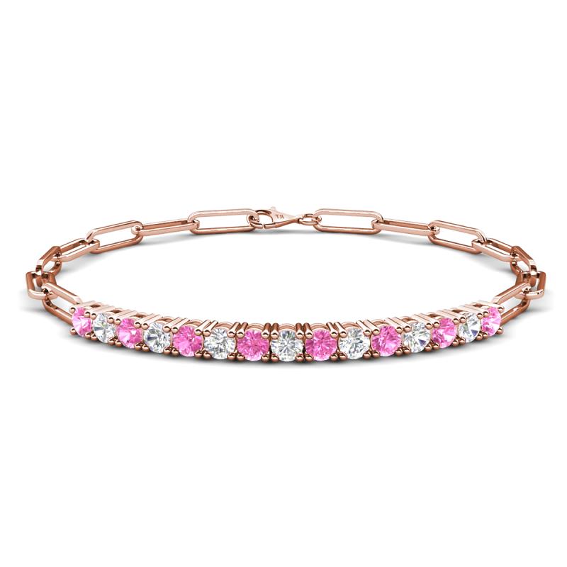 Lily 2.06 ctw Pink Sapphire and Lab Grown Diamonds Paperclip Links Tennis  Bracelet 