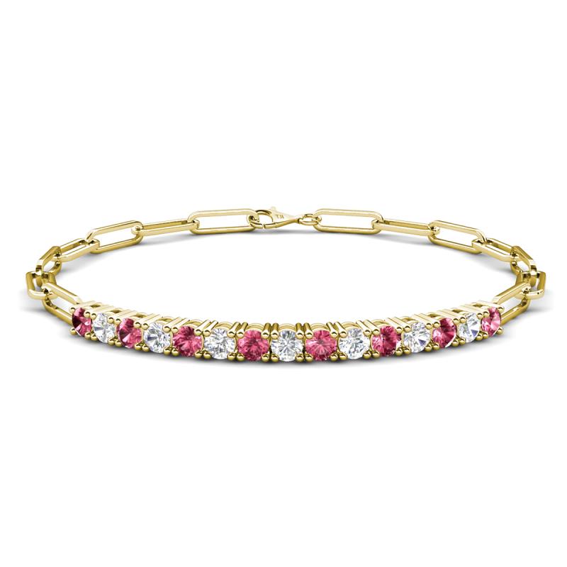 Lily 1.34 ctw Pink Tourmaline and Lab Grown Diamonds Paperclip Links Tennis  Bracelet 