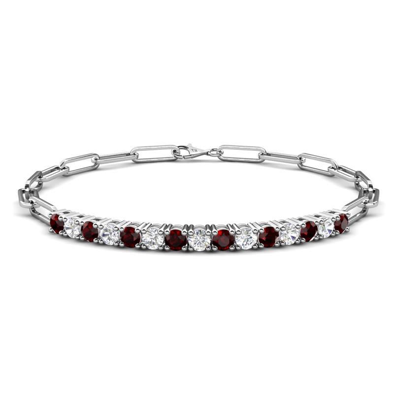 Lily 1.63 ctw Red Garnet and Lab Grown Diamonds Paperclip Links Tennis  Bracelet 
