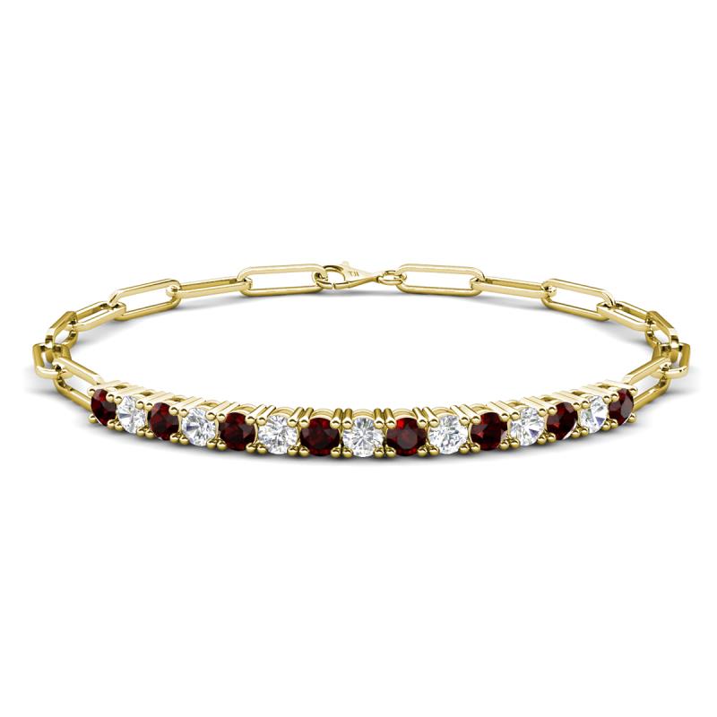 Lily 1.63 ctw Red Garnet and Lab Grown Diamonds Paperclip Links Tennis  Bracelet 
